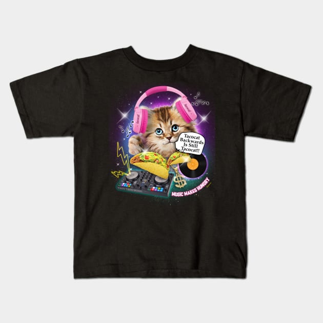 Funny Taco Cat Kids T-Shirt by FerMinem